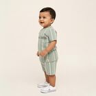 Infants' Light Green Cotton Round Neck Striped Baba Suit, Light Green, small image number null