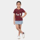 Girls Purple Round Neck Regular T-Shirt, Purple, small