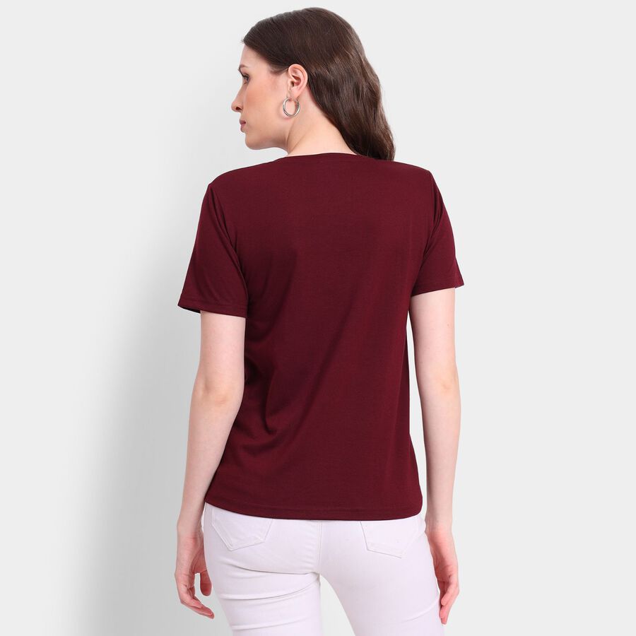 Ladies' Round Neck T-Shirt, Wine, large image number null