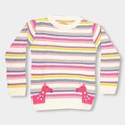 Girls Rich Eggshell White Crew Neck Casual Pullover, Off White, small image number null