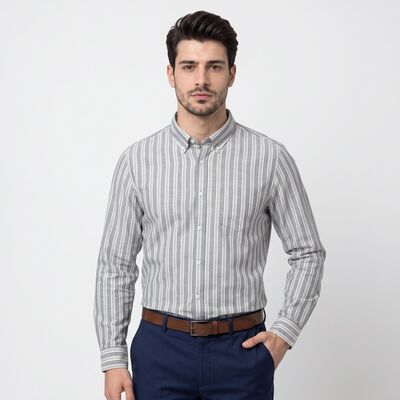 Men's Navy Blue Button-Down Collar Formal Shirt