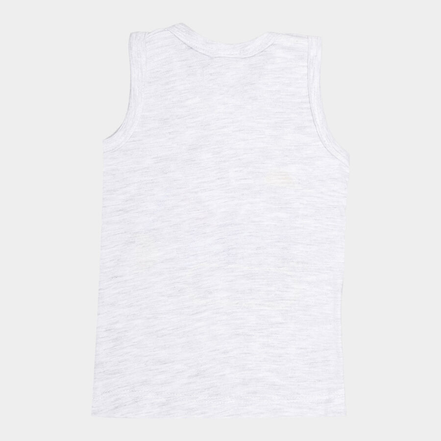 Infants Cotton Solid Vest, Melange Light Grey, large image number null