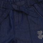 Girls' Navy Blue High Waist Paperbag Cropped Jeans, गहरा नीला, small image number null