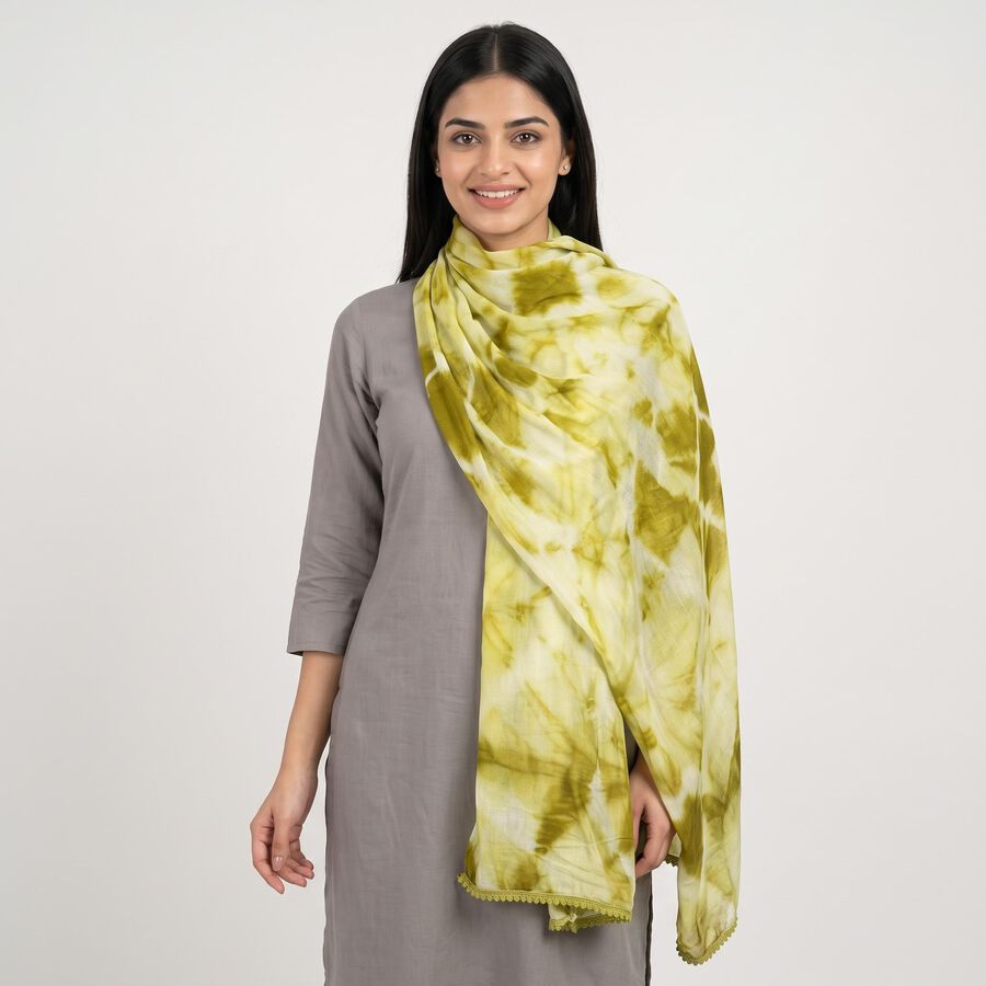 Women's Green Printed Dupatta, हल्का हरा, large