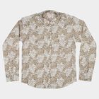 Boys Beige Cotton Collar Shirt, Beige, small