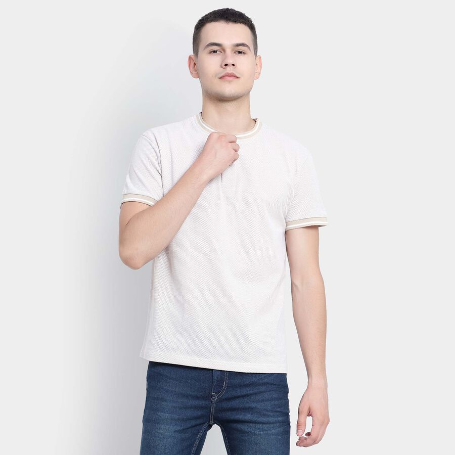 Solid Henley T-Shirt, Beige, large image number null