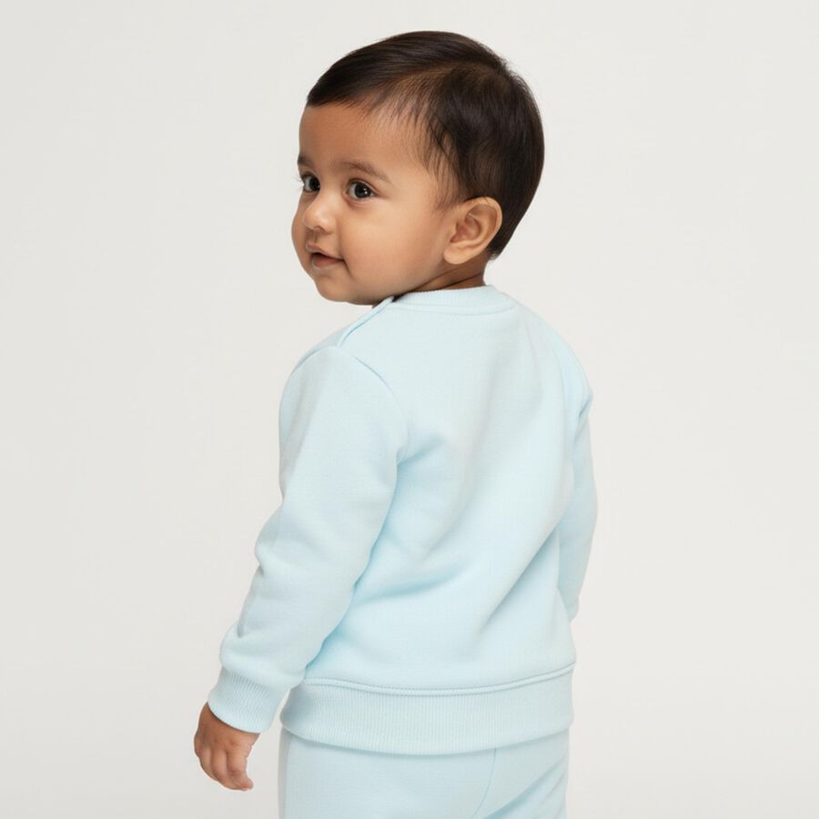 Infants' Light Baby Blue Crew Neck Graphic Sweatshirt, एक्वा, large image number null