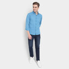 Cotton Solid Casual Shirt, Mid Blue, small image number null