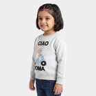 Girls Ecru Melange Round Neck Pullover Sweatshirt, एक्रू मिश्रित, small