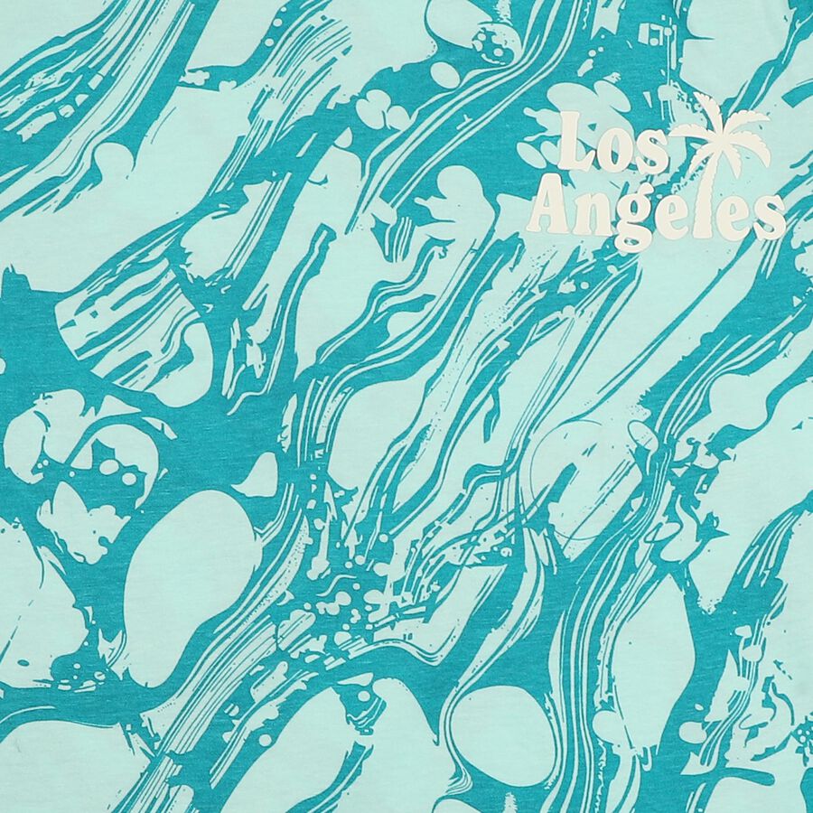 Boys Light Blue Cotton Round Neck Casual T-Shirt, हल्का नीला, large