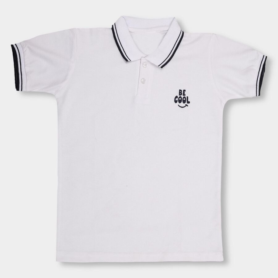 Boys' Half Sleeves T-Shirt , ऑफ व्हाइट, large image number null