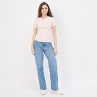 Women's Bright Candy Pink Cotton Blend Round Neck Graphic T-Shirt, गुलाबी, small