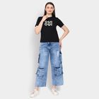 Ladies' 100% Cotton Round Neck T-Shirt, Black, small