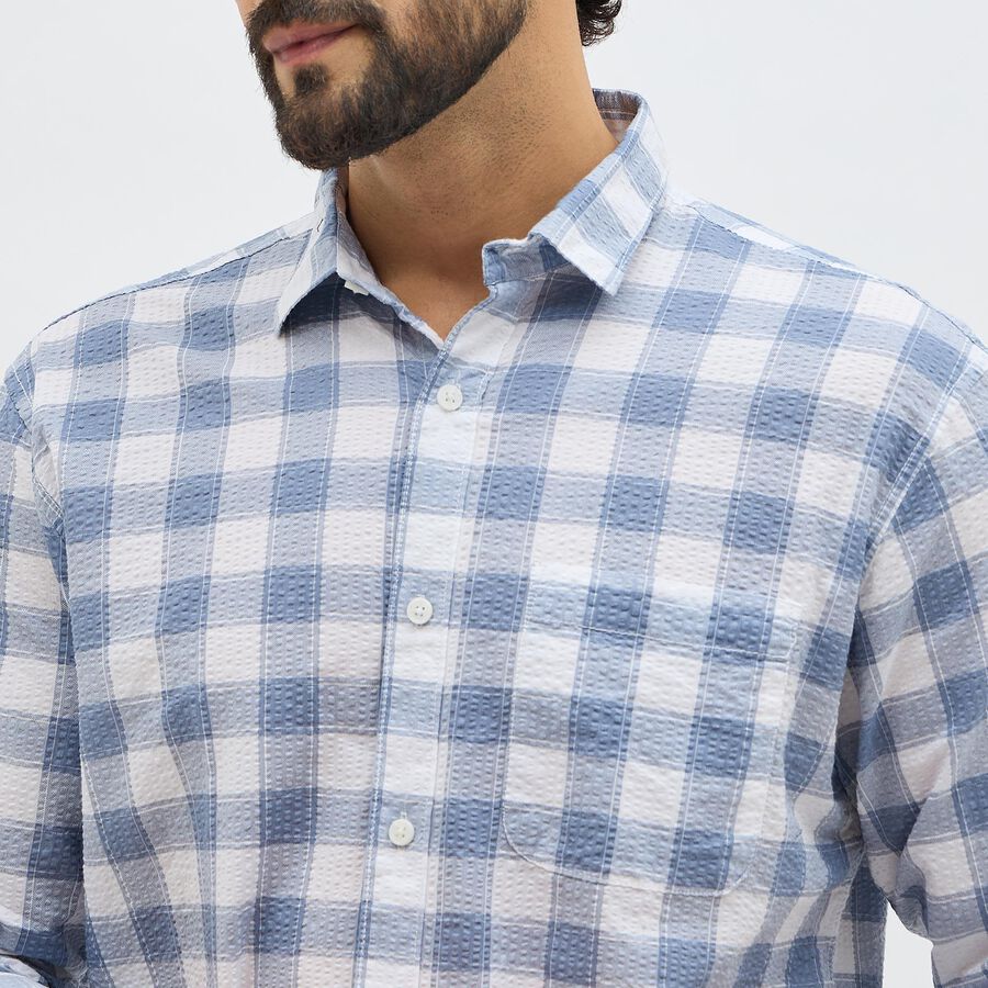 Men's 100% Cotton Casual Shirt, Mid Blue, large image number null