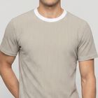 Men's Olive Green Crew Neck Striped Regular T-Shirt, Olive, small