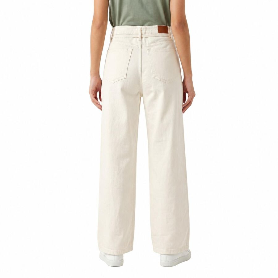 Women's White Straight Fit Tie Waist Jeans, White, large