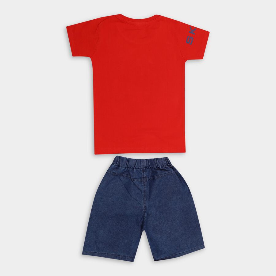 Boys' 100% Cotton Woven Baba Suit, Red, large image number null