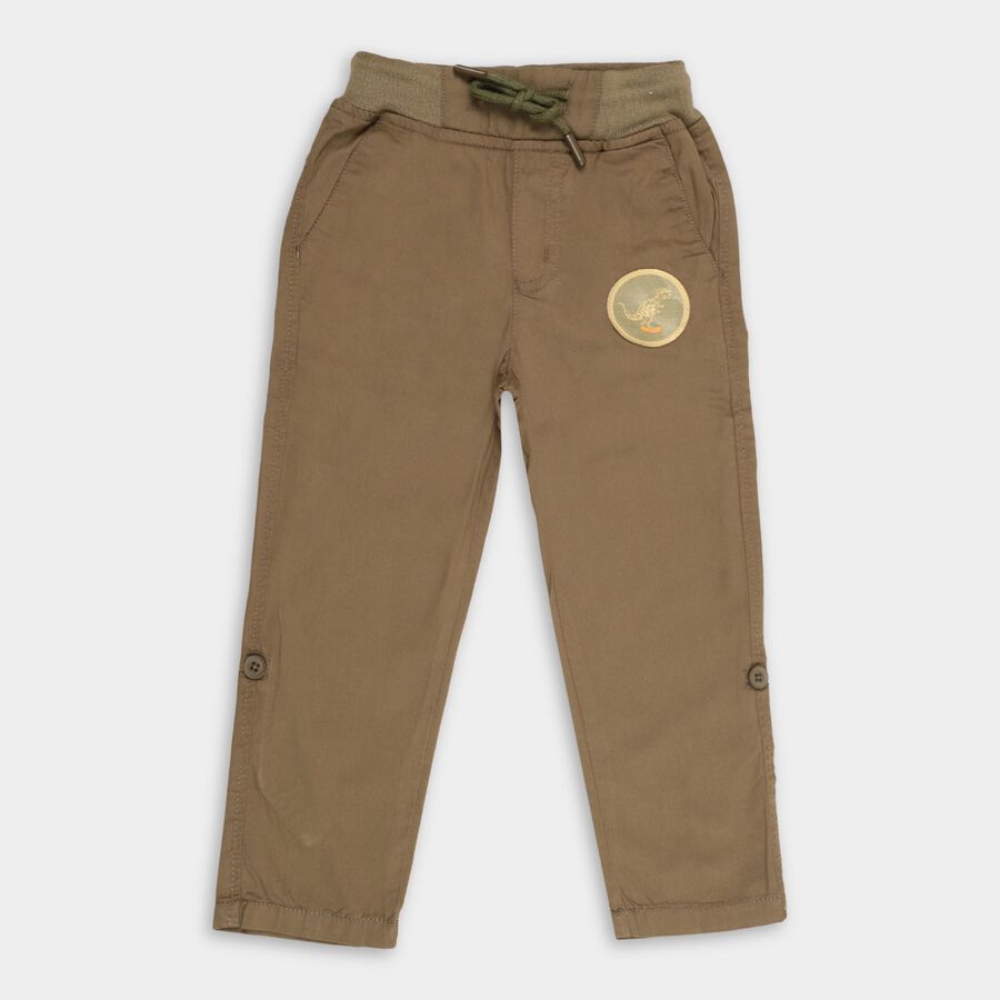 Boys' 100% Cotton Trousers, Olive, large image number null