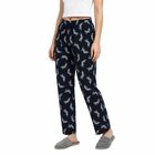 Women's Navy Blue Straight Fit Animal Printed Pyjama, Navy Blue, small