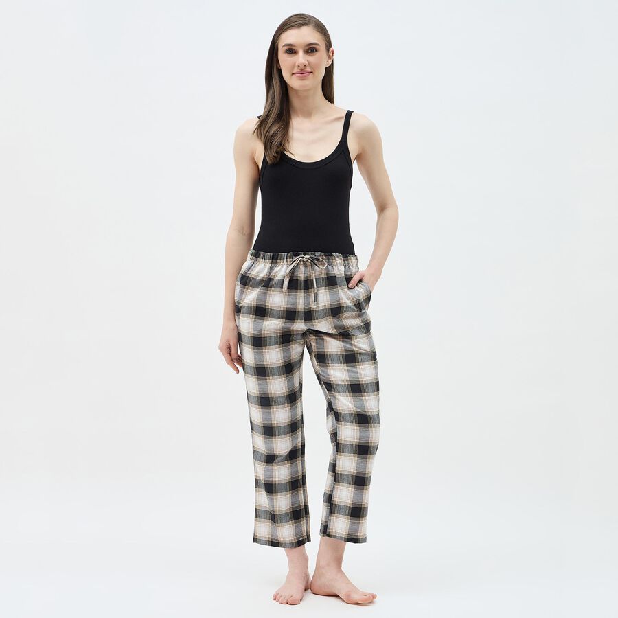 Women's Muted Charcoal Gray Relaxed Fit Solid Pyjama, गहरा पीला, large