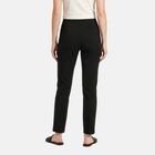 Women's Black Straight Fit Solid Trousers, Black, small