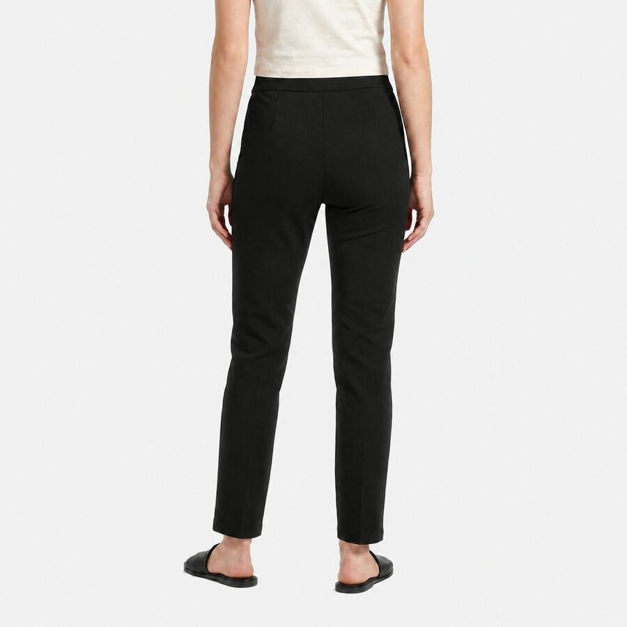 Women's Black Straight Fit Solid Trousers, Black, large