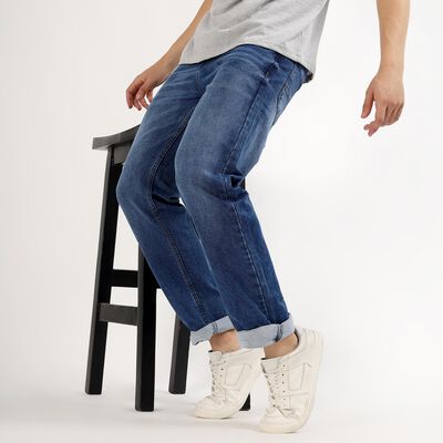 Men's Stonewashed Blue Straight Fit Classic Jeans