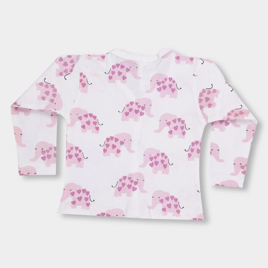 Infants' White Cotton V-Neck Casual T-Shirt, सफ़ेद, large image number null