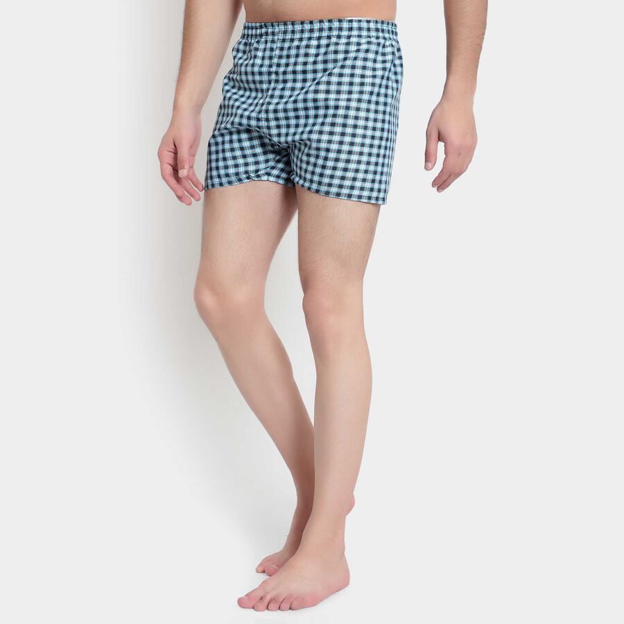 Cotton Checks Boxers, Navy Blue, large image number null