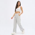 Ladies' Light Gray Regular Fit High Rise Trousers, Light Grey, small image number null