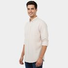 Men's Beige Cotton Classic Casual Shirt, Beige, small
