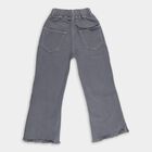 Girls' Stonewashed Grey Wide-Leg Frayed Jeans, Light Grey, small image number null