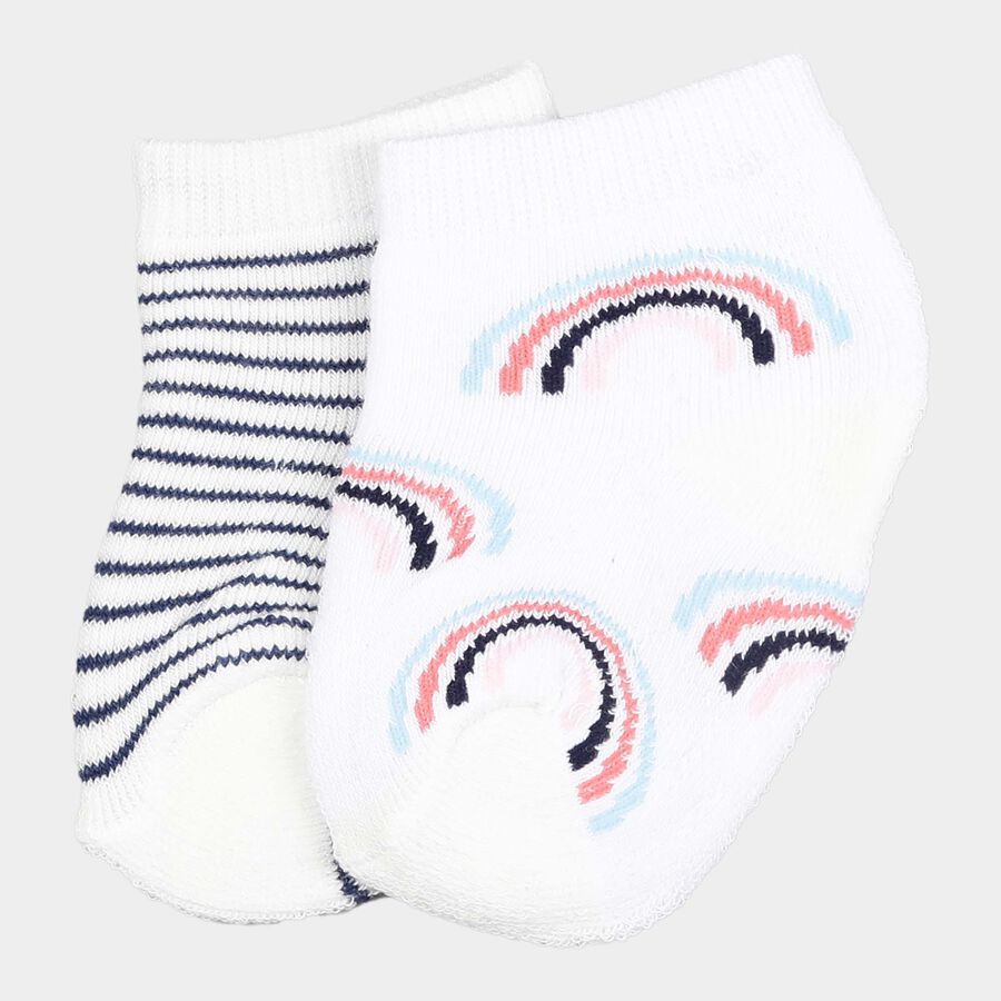 Infants Cotton Stripes Socks, White, large image number null