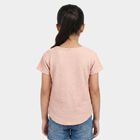 Girls Peach Round Neck Regular T-Shirt, पीच, small