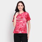 Ladies' 100% Cotton Round Neck T-Shirt, लाल, small