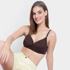 Half Lace Non-Padded Bra, Brown, small image number null