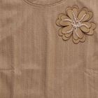 Girls' Muted Earthy Brown Crew Neck Romantic T-Shirt, Brown, small