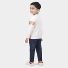 Boys' Brown 100% Cotton Round Neck Striped Baba Suit, Brown, small