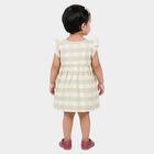 Infants' Beige Checked Embroidered Fit and Flare Frock, गहरा पीला, small
