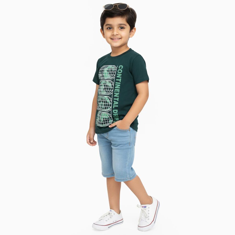 Boys' Half Sleeves T-Shirt, गहरा हरा, large image number null