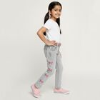 Girls' Washed Grey Slim Fit Embroidered Jeans, हल्का ग्रे, small image number null