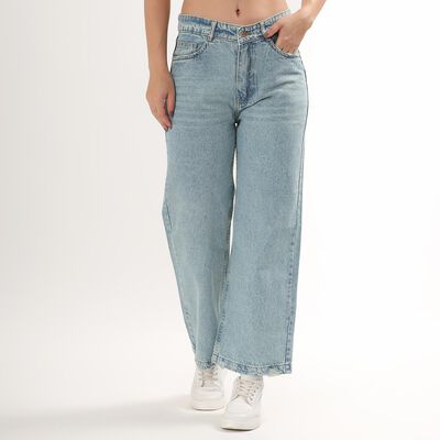 Ladies' 100% Cotton High Rise Jeans 