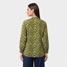 Women's Olive Green Mandarin Collar Geometric Kurti, ओलिव, small