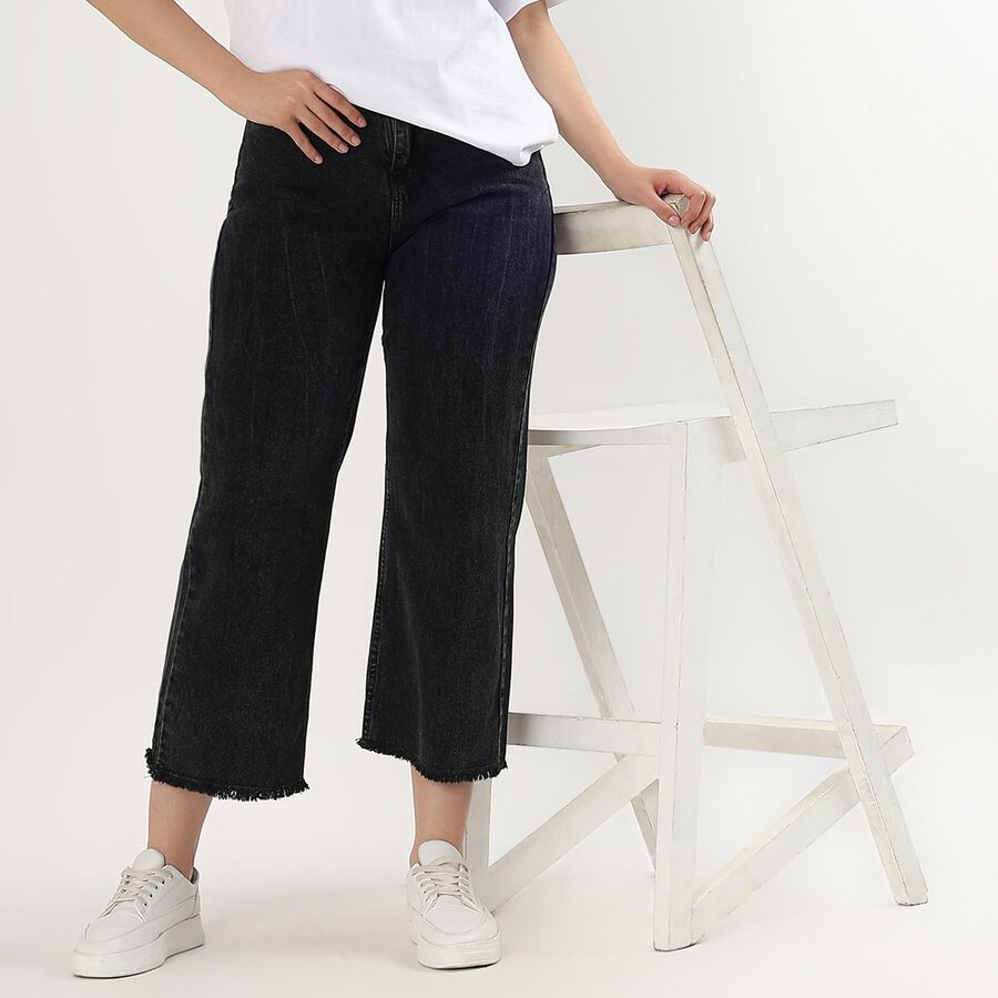 Ladies' 100% Cotton Jeans, Black, large image number null