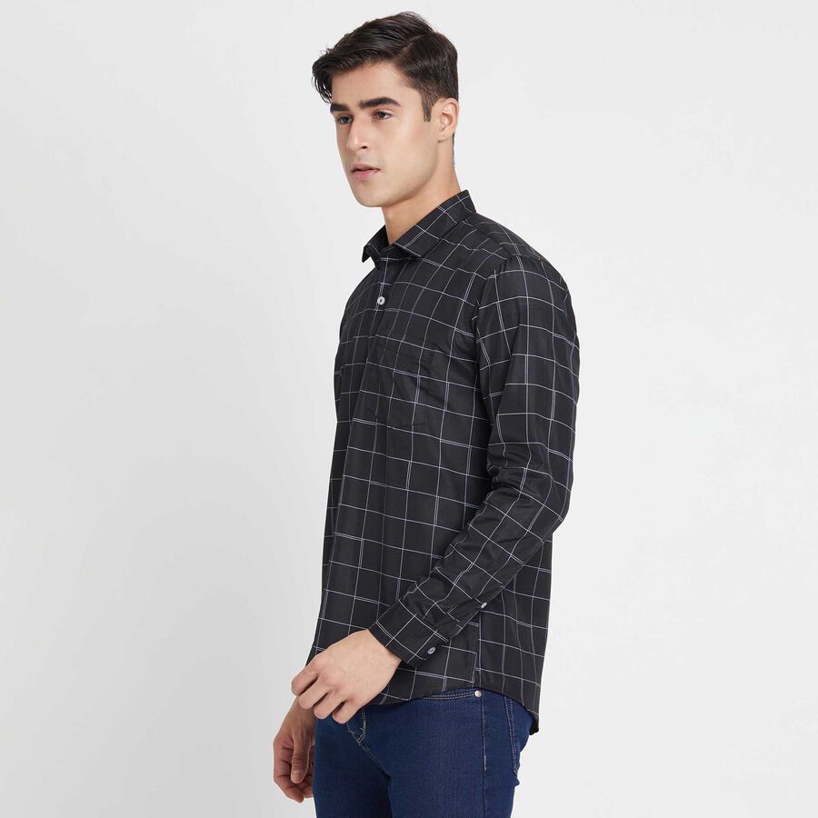 Checks Slim Fit Casual Shirt, Black, large image number null