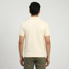Men's White Collared Neck Casual T-Shirt, Off White, small