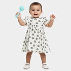 Infants' White Daisy Print Ruffle Sleeve Cotton Frock, Off White, small