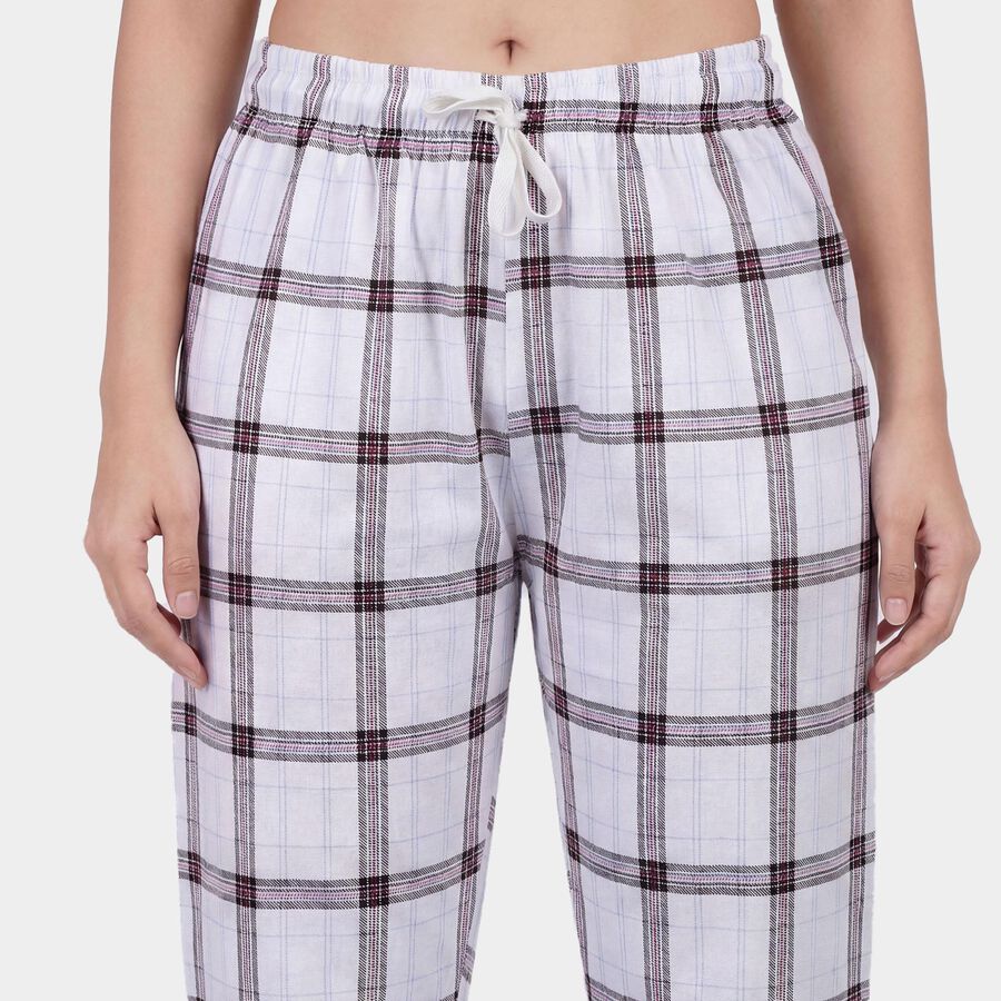 Women's White Regular Fit Floral Printed Pyjama, White, large