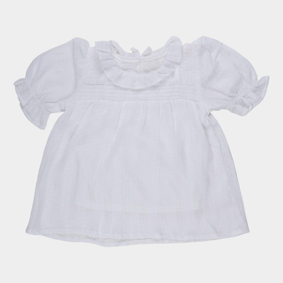 Girls Off-White Round Neck Casual T-Shirt, Off White, large