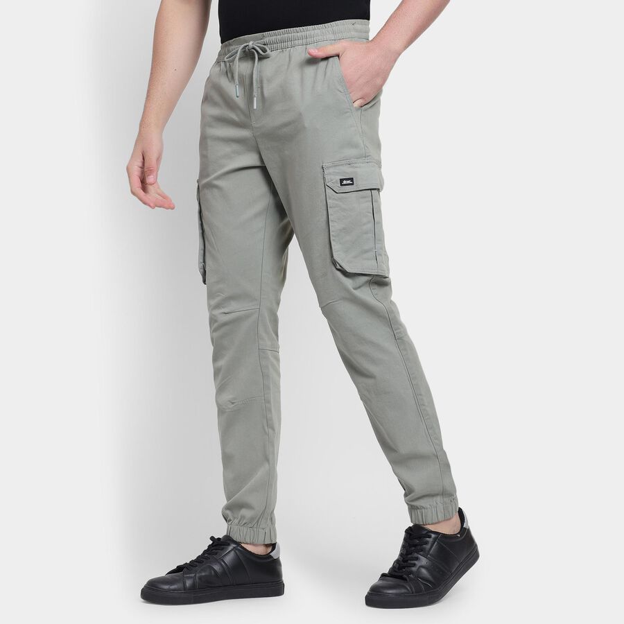 Men's Slim Fit Casual Trousers, Light Green, large